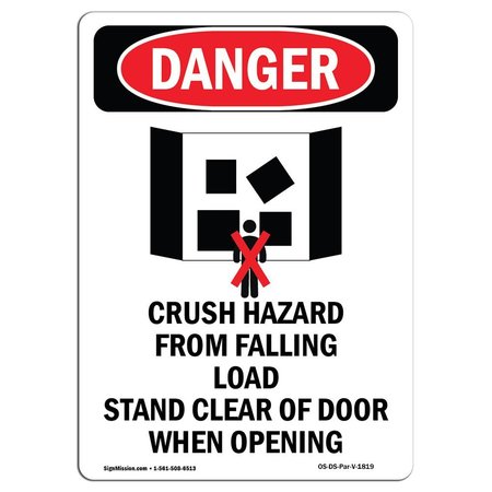 SIGNMISSION OSHA Danger Sign, Crush Hazard From, 14in X 10in Decal, 10" W, 14" L, Portrait, Crush Hazard From OS-DS-D-1014-V-1819